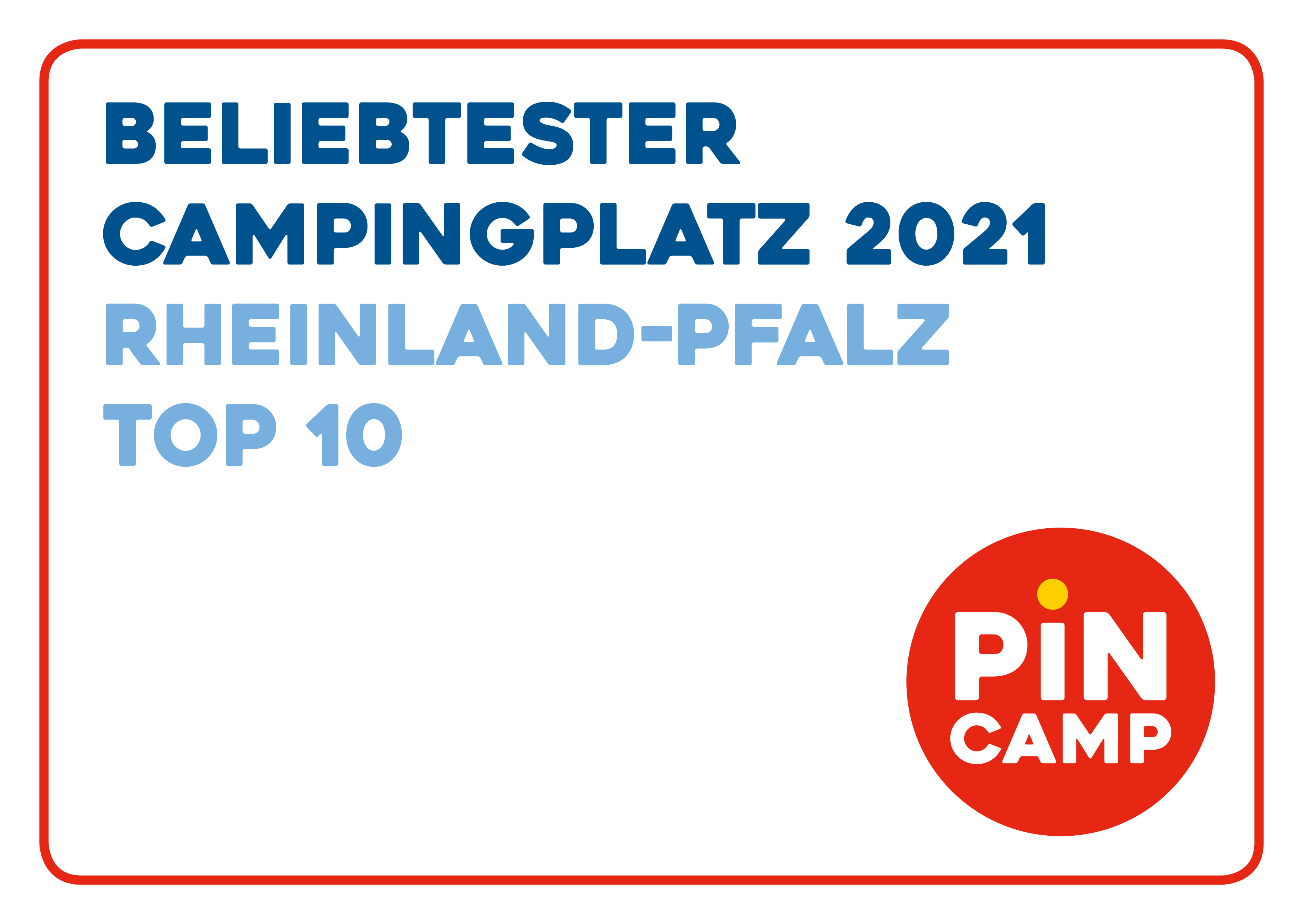 2021 Top 10 Auszeichnung beliebtester Campingplatz Rheinland-Pfalz